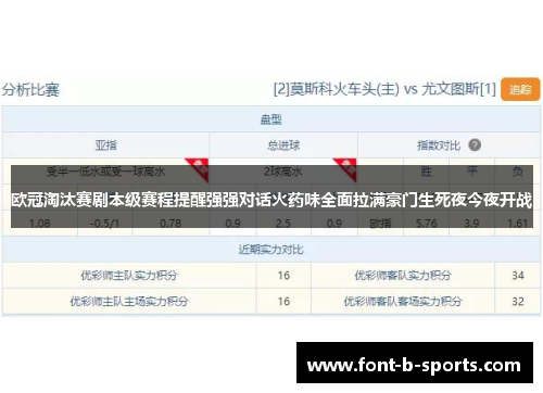 欧冠淘汰赛剧本级赛程提醒强强对话火药味全面拉满豪门生死夜今夜开战